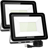 Load image into Gallery viewer, MORSEN 2 Pack Led Flood Light, Super Bright Security Lights, UL Certificated Plug, IP66, 5000K